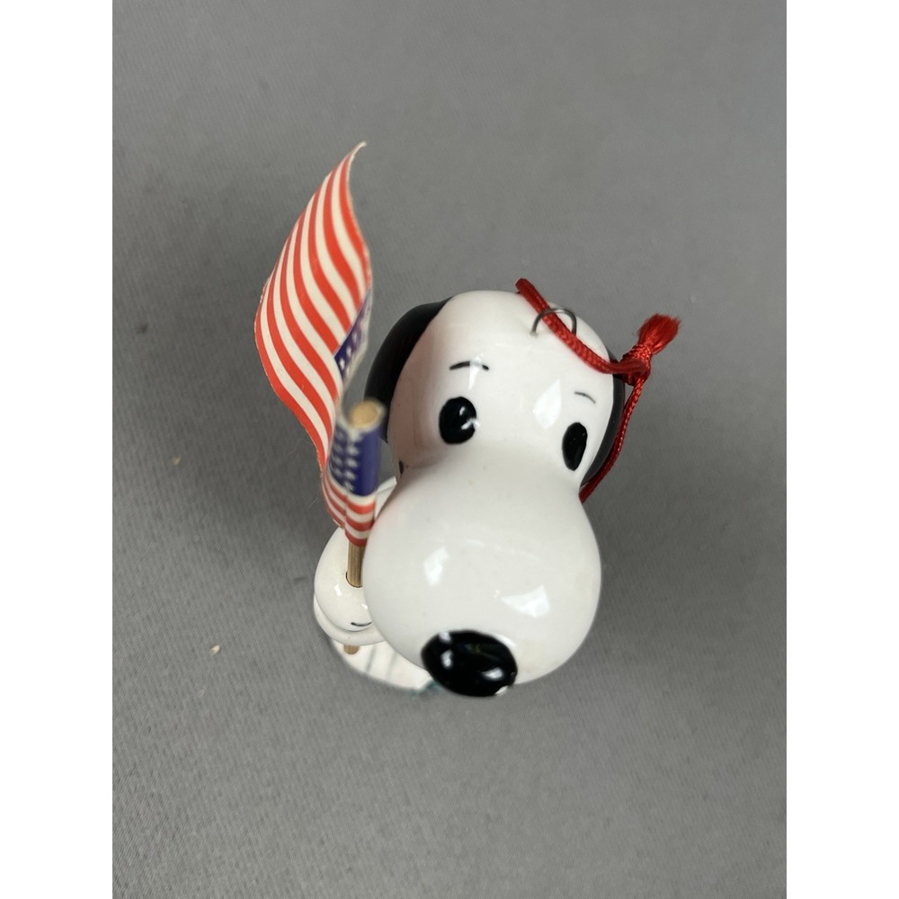 Vintage Peanuts Snoopy USA‎ Flag Ceramic Ornament Patriotic Syndicate Christmas - Picture 6 of 12